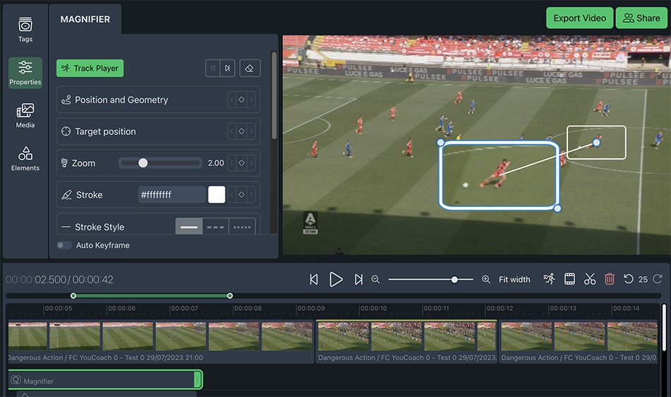 YouCoachApp Video Analysis: with the magnifier you can highlight details