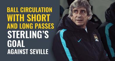 Ball circulation with short and long passes: Sterling’s goal against Seville