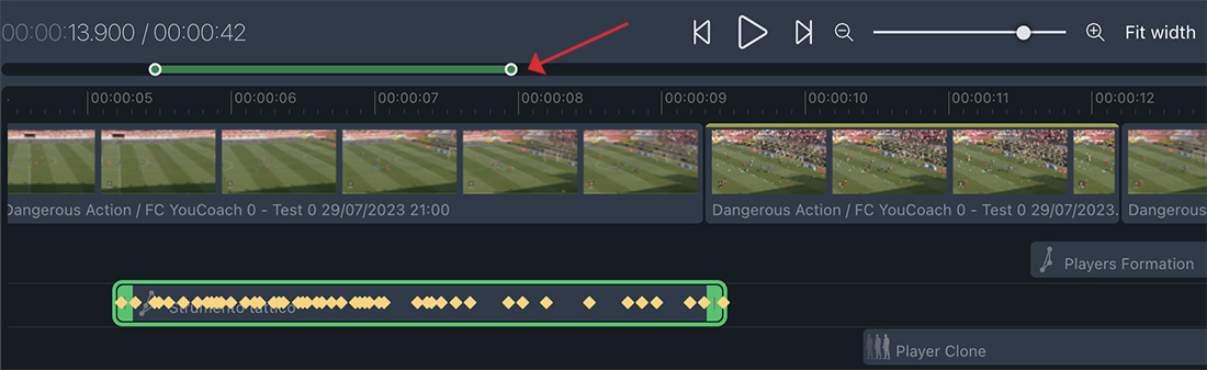 YouCoachApp Video Analysis: expand the timeline